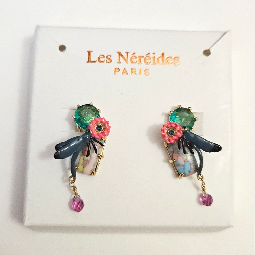 Les Nereides - Whimsical Dragonfly Clip On Earrings